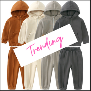 Half Zip Thick Hooded Tracksuit - Rust