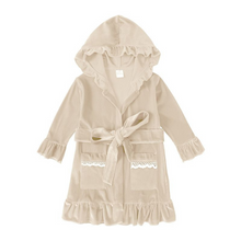 Load image into Gallery viewer, Girl&#39;s Cotton Velour Dressing Gown - Beige
