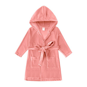 Boy's Cotton Velour Dressing Gown - Pink