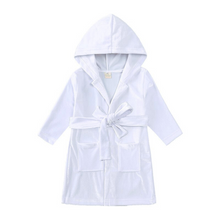 Load image into Gallery viewer, Boy&#39;s Cotton Velour Dressing Gown - White

