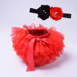 Girls Tutu Skirt With Hair Band - Red