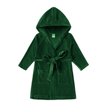 Load image into Gallery viewer, Boy&#39;s Cotton Velour Dressing Gown - Green
