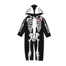 Load image into Gallery viewer, Kids Tales Halloween Skeleton Hooded Romper

