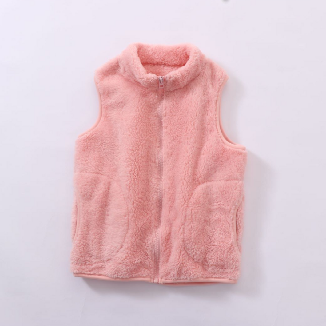 Fluffy Gilet Body Warmer - Light Pink