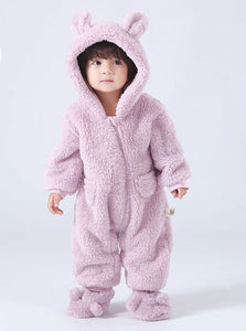 Winter Bear Suit with Booties - Pale Lilac