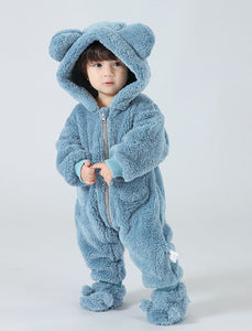 Winter Bear Suit with Booties - Blue