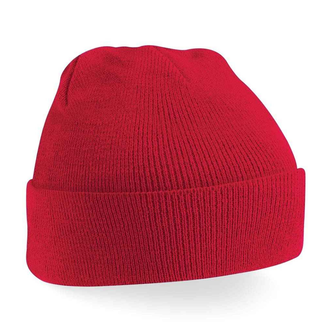 Kids Plain Beanie Hat - Red