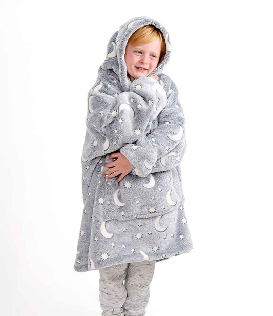 Kids Cuddle Hoodie - Grey Glow In The Dark