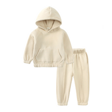 Load image into Gallery viewer, Beige Kids Tales Plush Hooded Tracksuit
