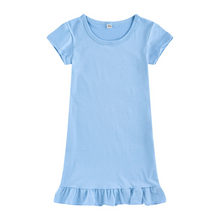 Load image into Gallery viewer, Dropped Hem Summer Short Sleeve Dress - Blue
