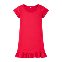 Load image into Gallery viewer, Dropped Hem Summer Short Sleeve Dress - Red
