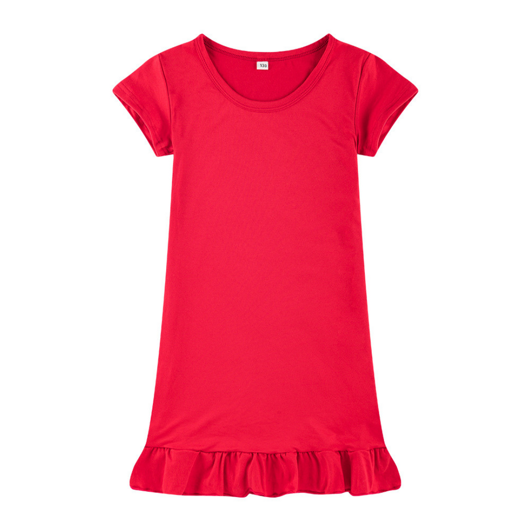 Dropped Hem Summer Short Sleeve Dress - Red