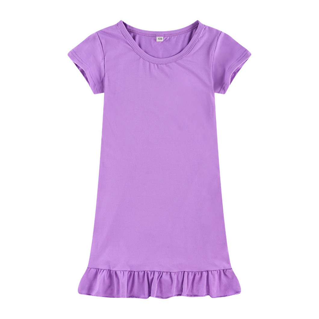 Dropped Hem Summer Short Sleeve Dress - Lavender