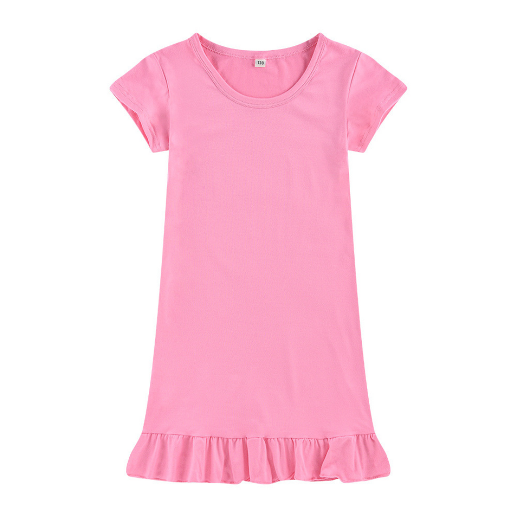 Dropped Hem Summer Short Sleeve Dress - Pink