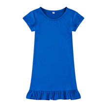 Load image into Gallery viewer, Dropped Hem Summer Short Sleeve Dress - Royal Blue
