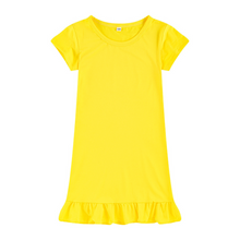 Load image into Gallery viewer, Dropped Hem Summer Short Sleeve Dress - Yellow

