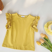 Load image into Gallery viewer, Kids Blank Ruffle T-Shirt Vest - Golden Yellow
