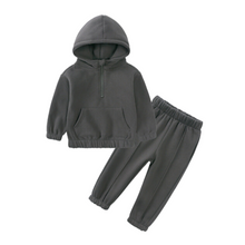 Load image into Gallery viewer, Half Zip Thick Hooded Tracksuit - Storm Grey
