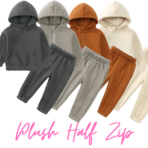 Half Zip Thick Hooded Tracksuit - Rust