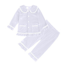 Load image into Gallery viewer, Girl&#39;s Cotton Velour Pyjamas - Snowy White
