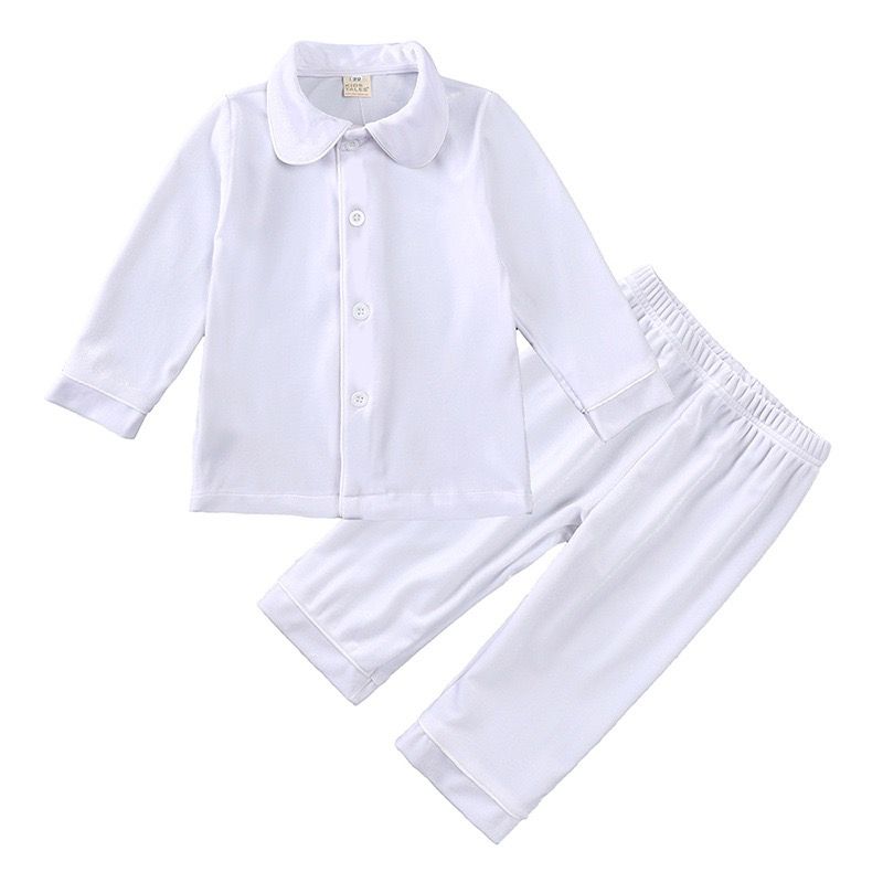 Boy's Cotton Velour Pyjamas - Snowy White