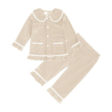 Load image into Gallery viewer, Girl&#39;s Cotton Velour Pyjamas - Beige
