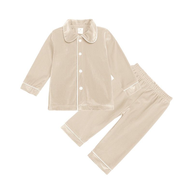 Boy's Cotton Velour Pyjamas - Beige