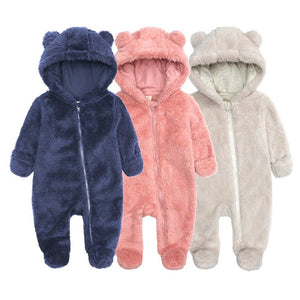 Fluffy Bear Baby Onesie - Khaki