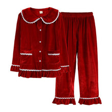 Load image into Gallery viewer, Ladies Cotton Velour Pyjamas - Christmas Red
