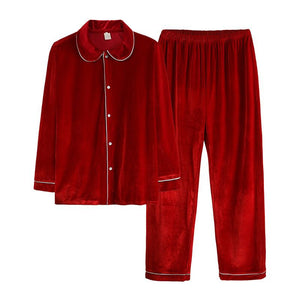 Men's Cotton Velour Pyjamas - Red