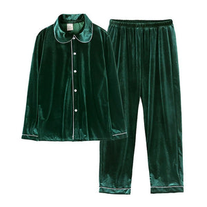 Men's Cotton Velour Pyjamas - Festive Green