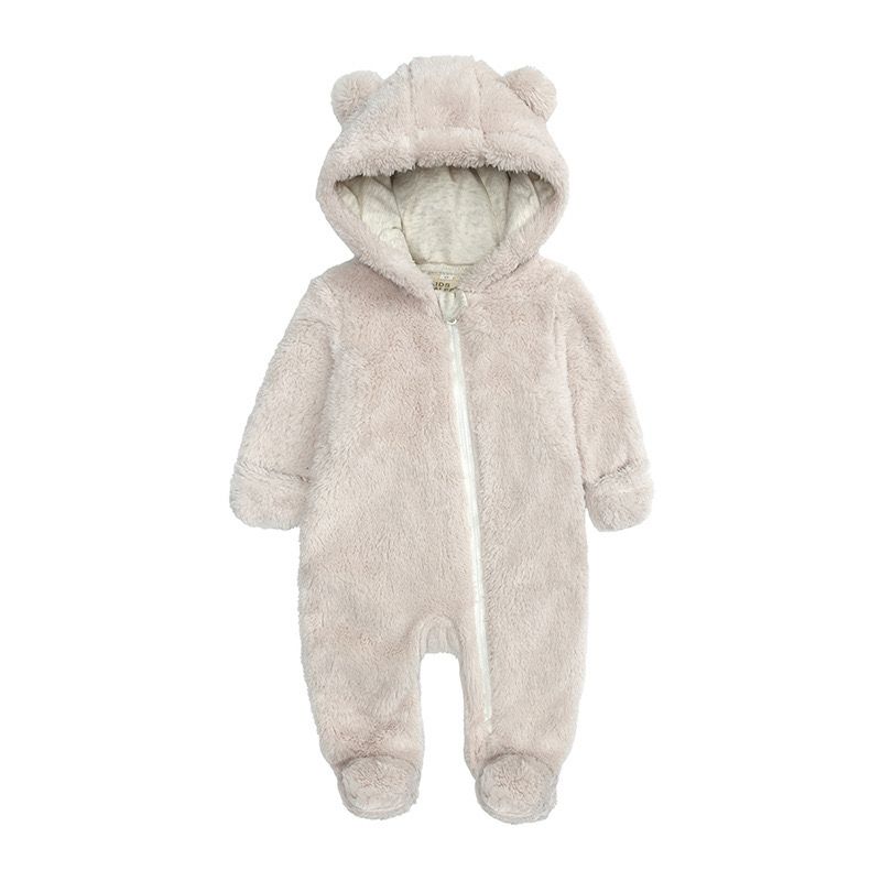 Fluffy Bear Baby Onesie - Beige