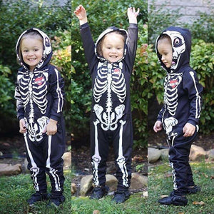 Kids Tales Halloween Skeleton Hooded Romper