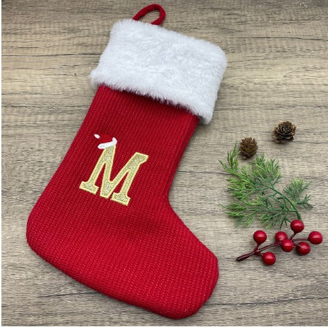 Knitted Red A-Z Stocking - Medium