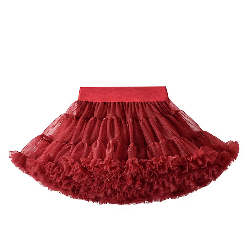 Premium Super Fluffy Girls Tutu Skirt - Plain Dark Red