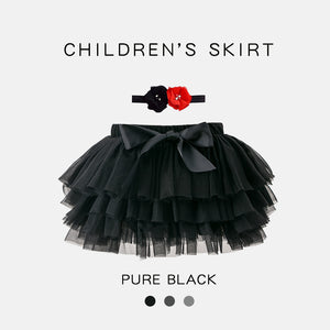Girls Tutu Skirt With Hair Band - Black