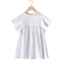 Load image into Gallery viewer, Girls Light Cotton Lotus Dress - White
