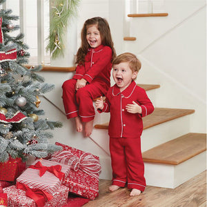 Girls Red Kids Tales Cotton Christmas Pyjamas