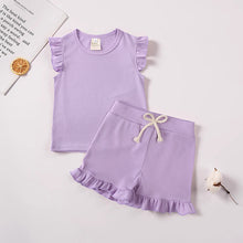 Load image into Gallery viewer, Kids Tales Lotus Leaf Short Sets - Lilac
