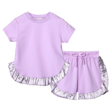 Load image into Gallery viewer, Kids Tales Ruffle Shorts and Tee Sets - Lilac
