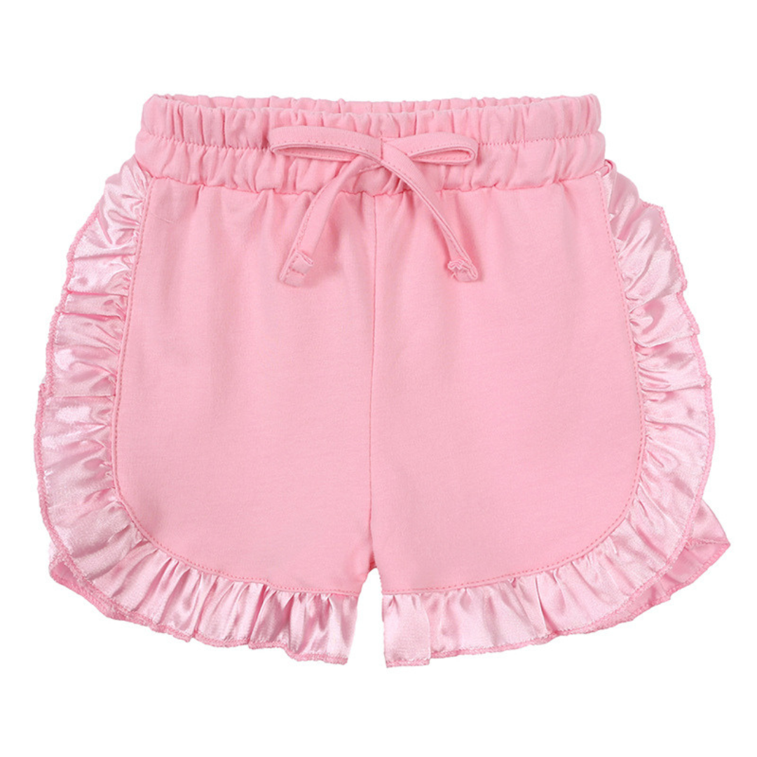 Pink ruffle shorts online