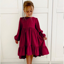 Load image into Gallery viewer, Girls Plush Velvet Dress - Christmas Red
