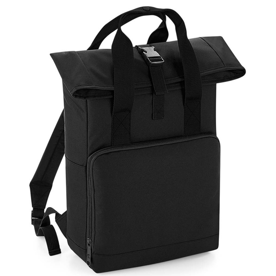 Twin Handle Roll-Top Backpack - Black
