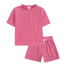 Load image into Gallery viewer, Kids Tales Shorts and Tee Set Deep Pink
