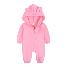Load image into Gallery viewer, Pink Bear Ear Baby Onesie
