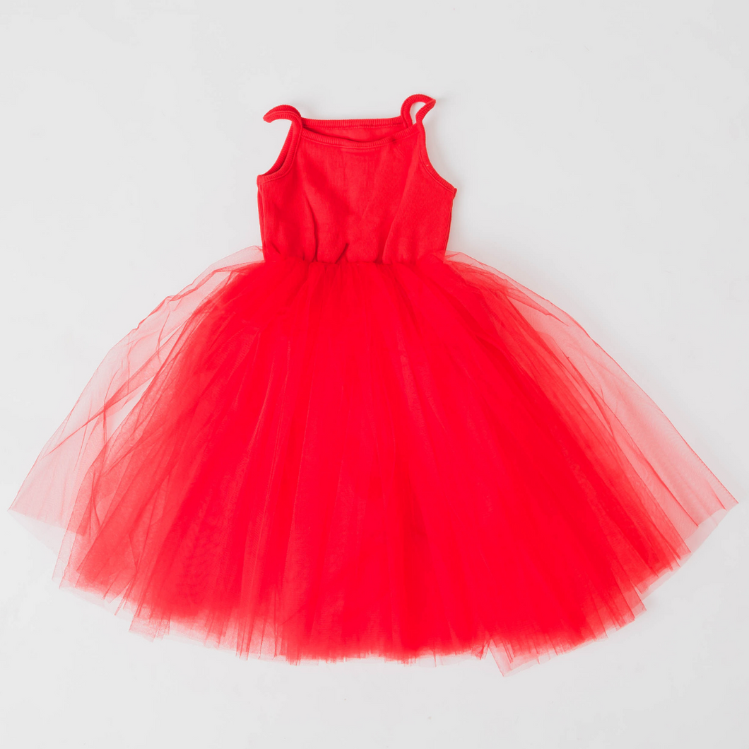Strappy Tulle Tutu Dress - Red
