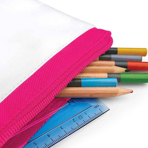 Blank White Sublimation Pencil Case (Pink Detail)