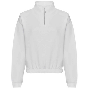 Women's Half Zip Cropped Sweatshirt White