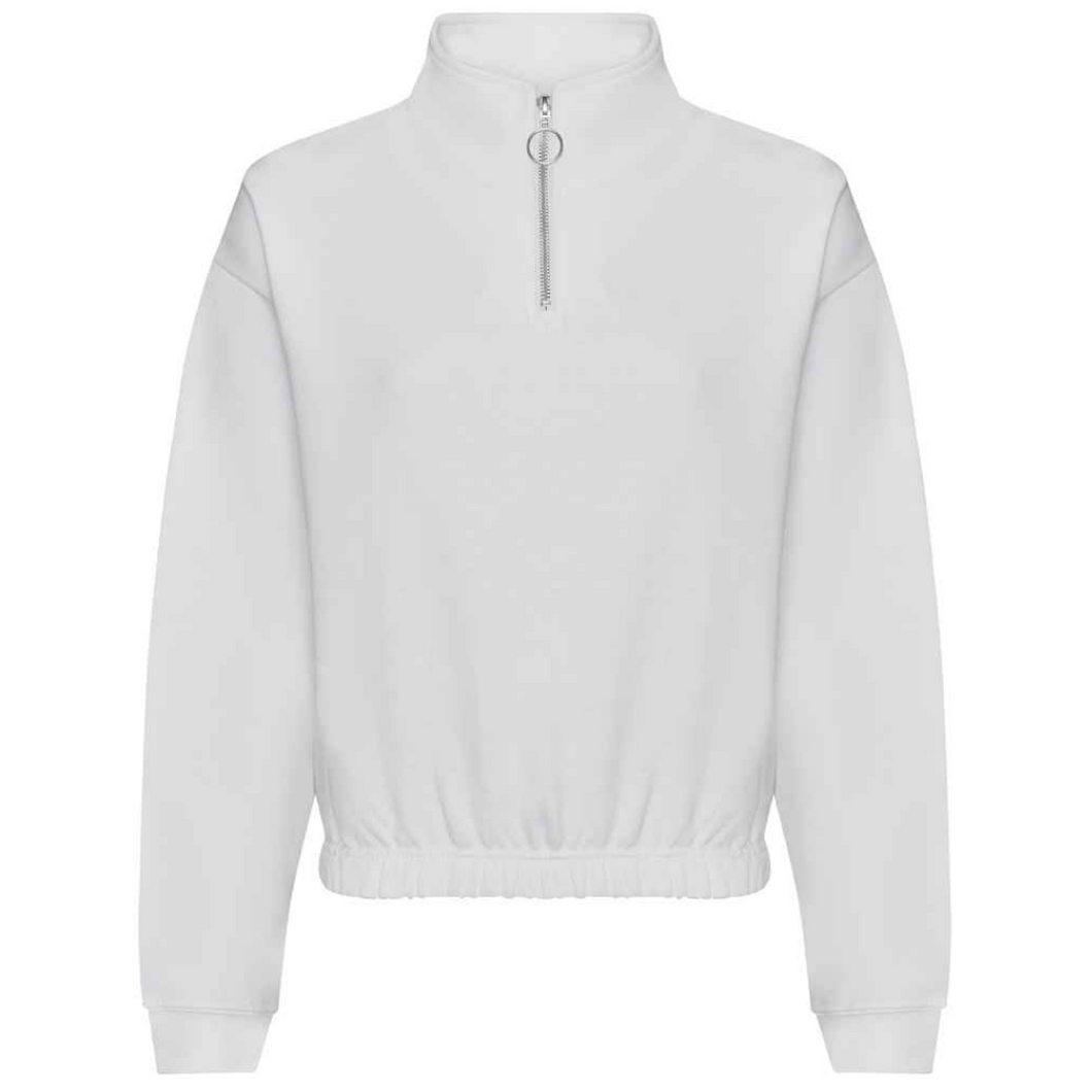 Women's Half Zip Cropped Sweatshirt White