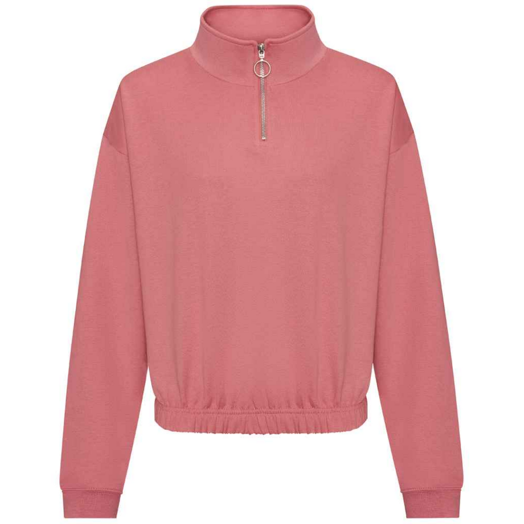 Women's Half Zip Cropped Sweatshirt Rose